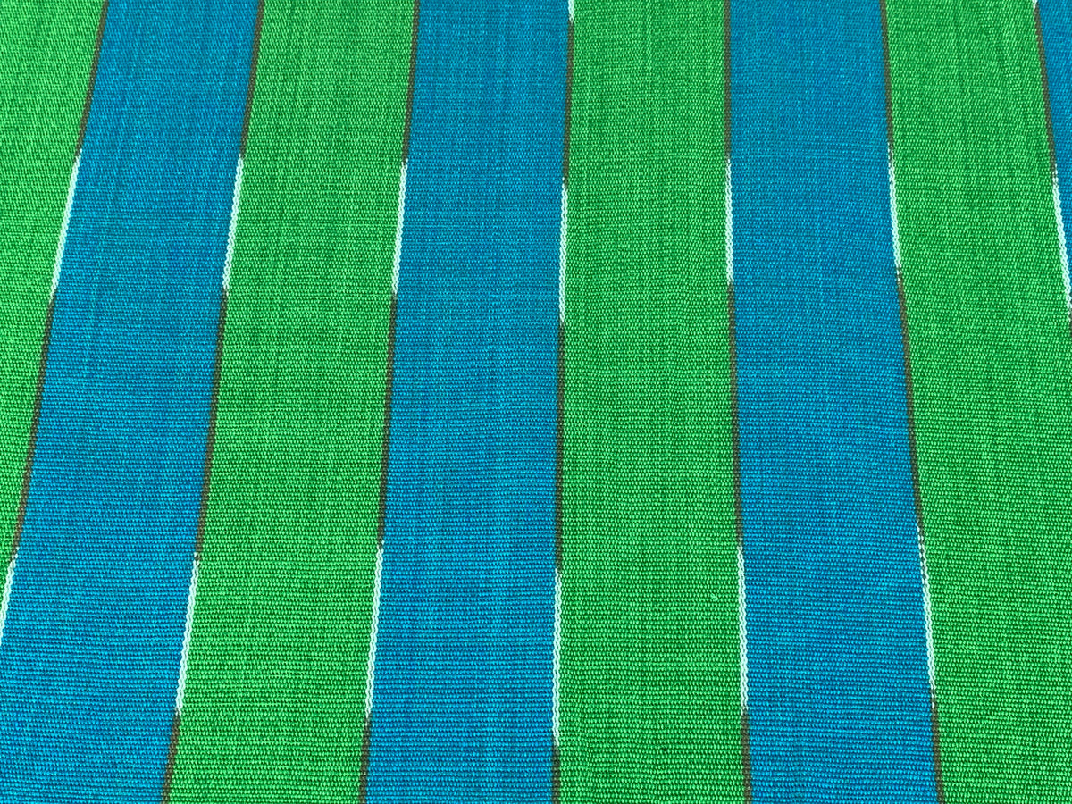 Guatemalan Fabric by the YARD. Handwoven Fair Trade Mayan Fabric. Ethnic Woven Fabric for Home Decor. Lime Green & Turquoise Wide Stripes