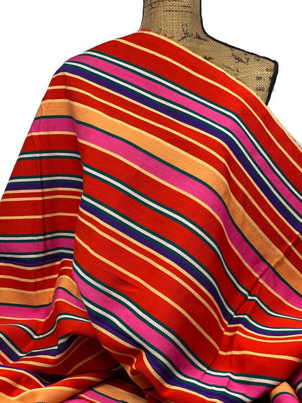 Guatemalan Fabric by the YARD. Woven Fair Trade Mayan Fabric. Heavy Weight Designer Cotton Fabric for Home Decor. Multicolor Bright Stripes