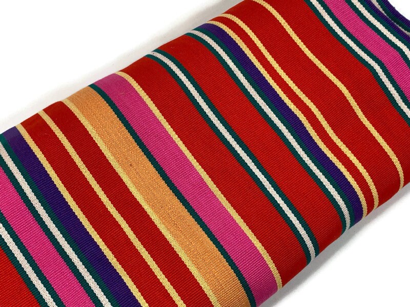 Guatemalan Fabric by the YARD. Woven Fair Trade Mayan Fabric. Heavy Weight Designer Cotton Fabric for Home Decor. Multicolor Bright Stripes