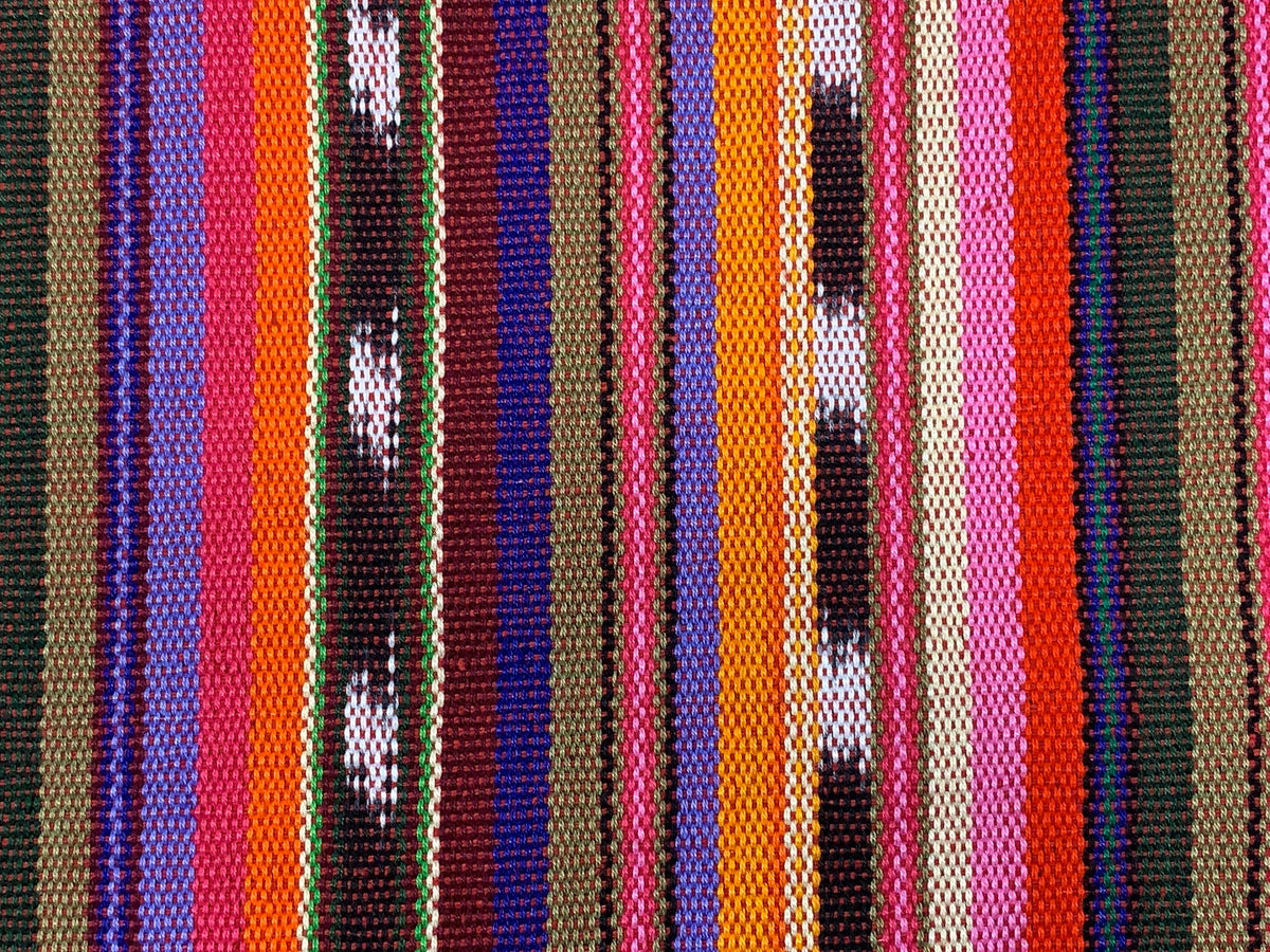Southwest Style Sunset Shades Ikat Striped Guatemalan Fabric by the YARD. Handwoven Fair Trade Mayan. Medium Weight for Home Décor 36" wide.