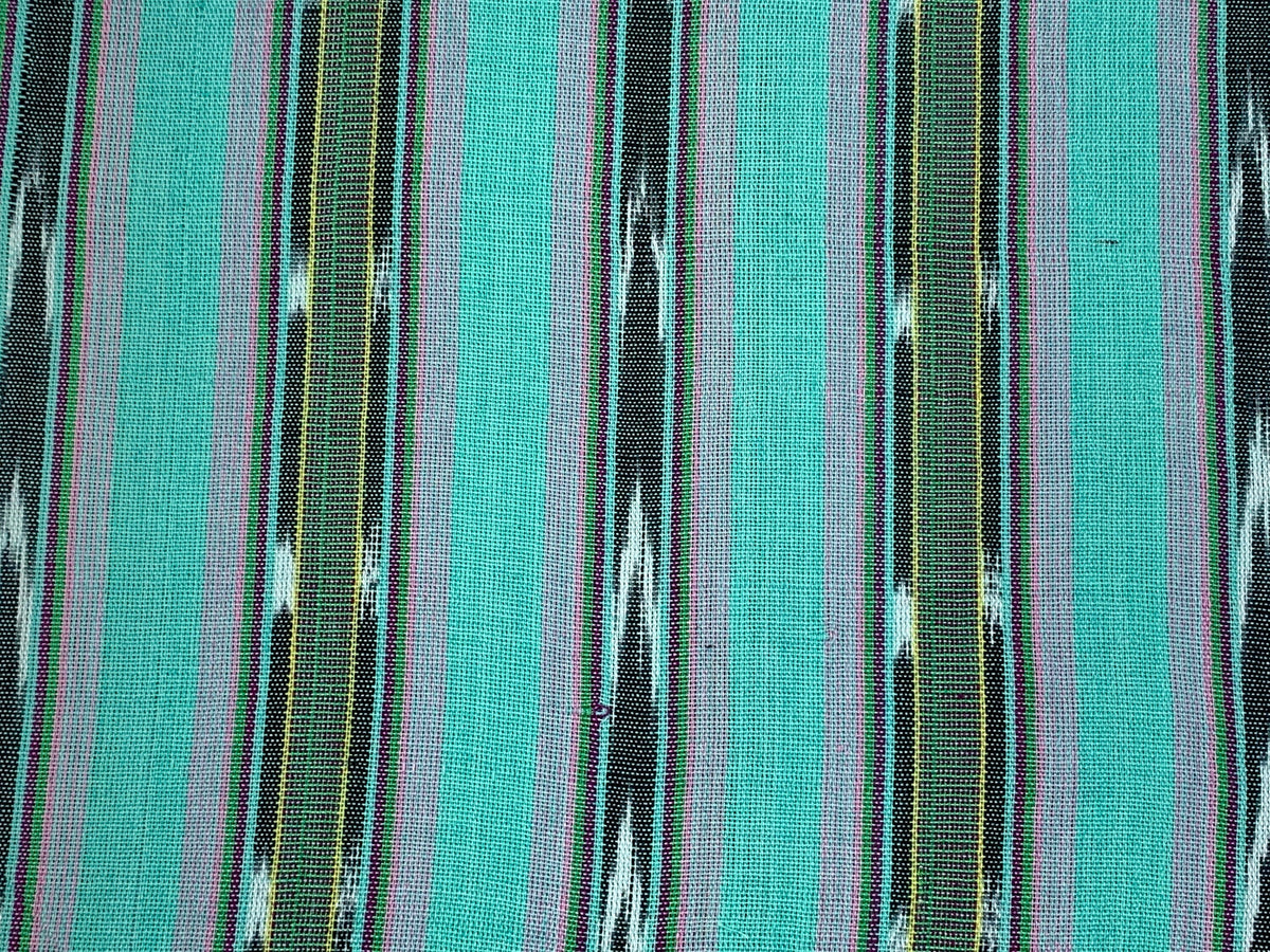 Mint Green & Pink Ikat Striped Guatemalan Fabric by the YARD. Handwoven Mayan Fabric. 100% Cotton Light Weight for Home Décor 36" wide.