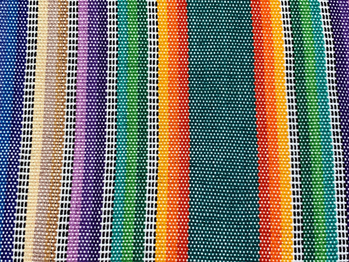 Pastel Rainbow Ikat Striped Guatemalan Fabric by the YARD. Easter Egg Candy Colors. Handwoven Mayan Fabric. Medium Weight for Home Décor.