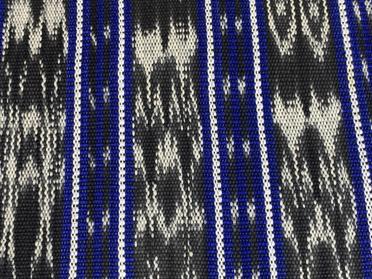 Guatemalan Fabric by the YARD. Handwoven Fair Trade Mayan Fabric. Medium Weight Fine Weave for Home Décor or Apparel. Blue Black White Ikat.
