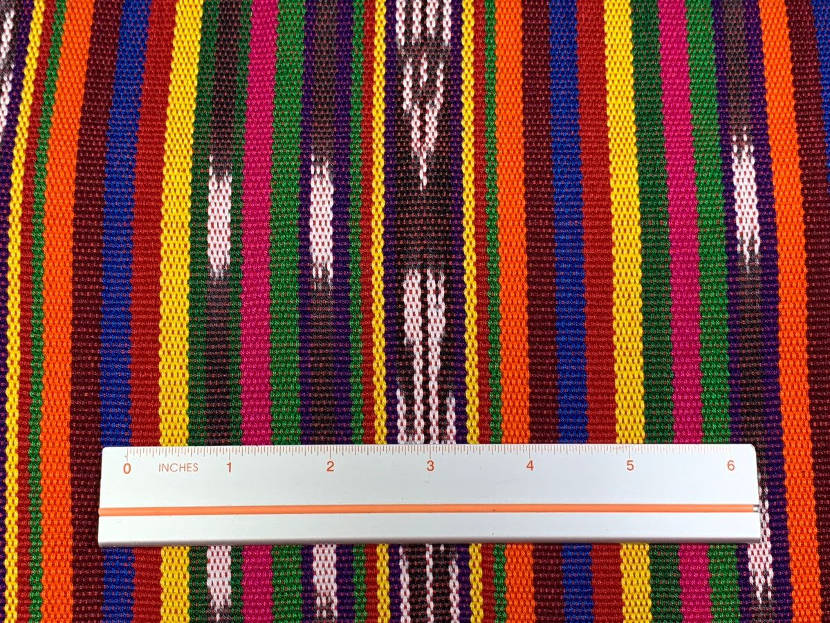 Guatemalan Traditional Ikat Fabric by the YARD. Medium Weight Bright Primary Colors Handwoven Mayan Fabric for Apparel, Home Décor. 36" wide