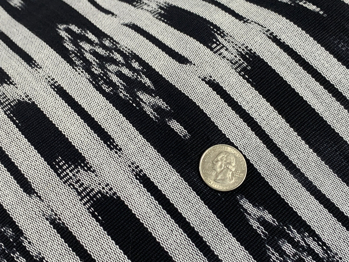 Guatemalan Ikat Fabric by the YARD. Black & Silver/Pale Gray Striped Handwoven Mayan Textile for Home Décor, Apparel. 100% Cotton Med Weight