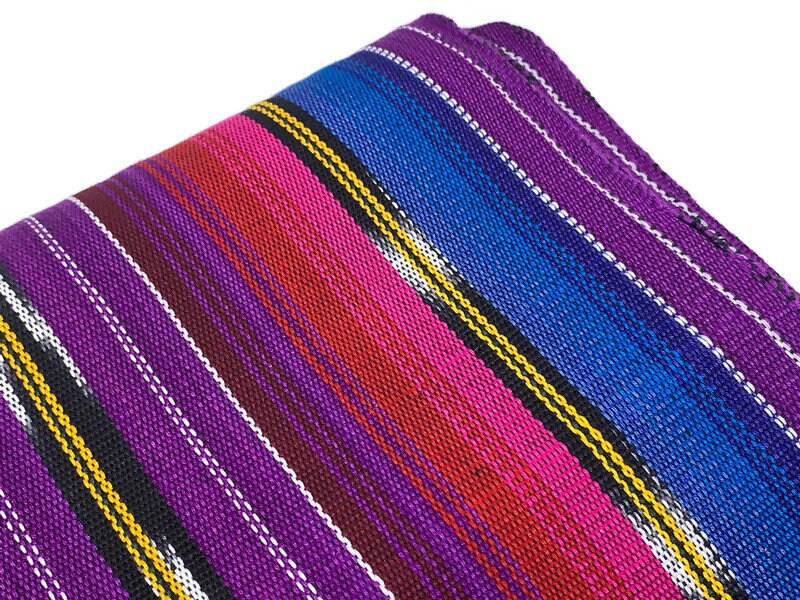 Guatemalan Ikat Fabric by the YARD. Purple Southwest Style Ikat Striped. Handwoven Fair Trade Mayan Ethnic Fabric for Home Décor. 36" wide.