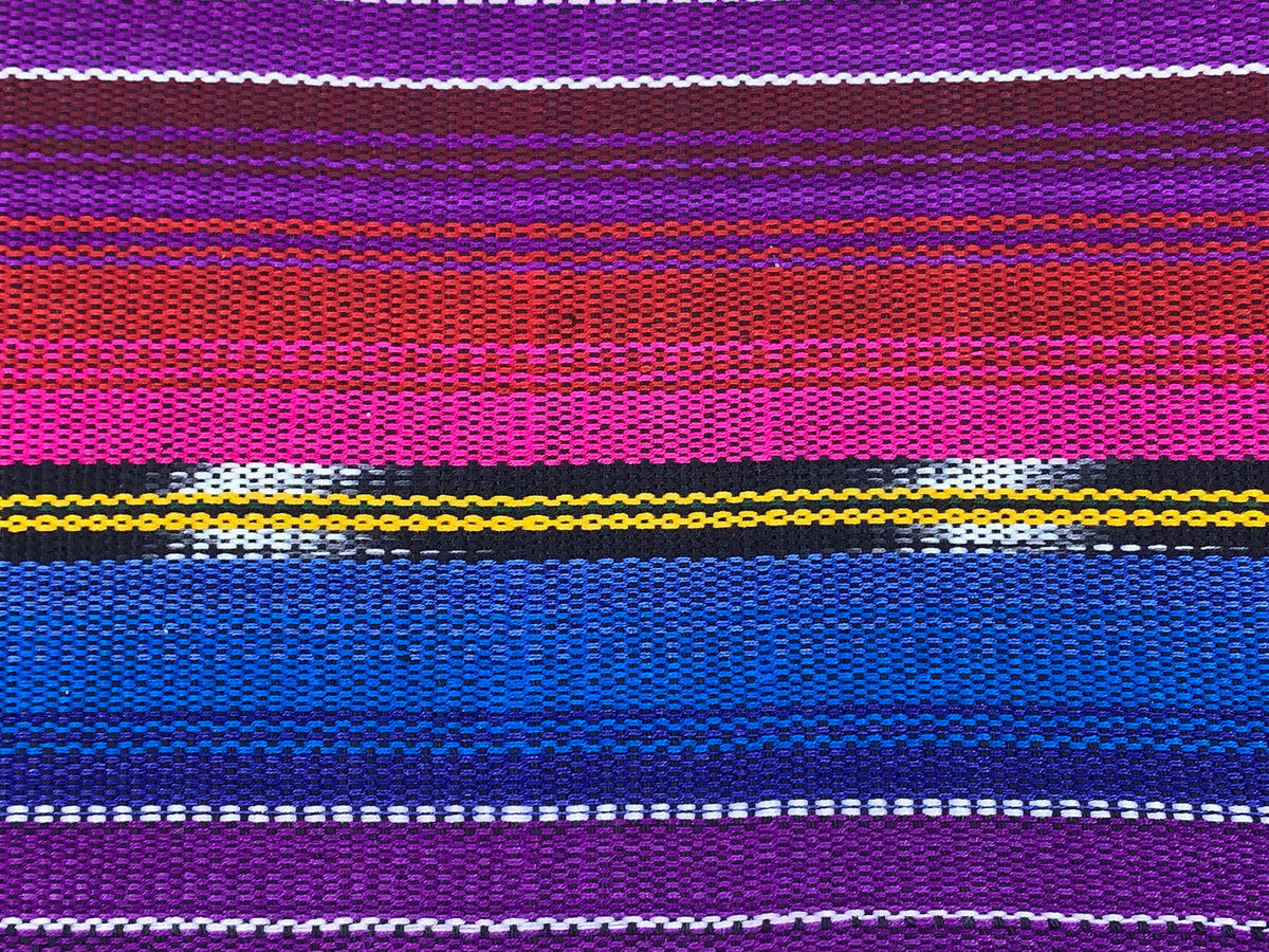Guatemalan Ikat Fabric by the YARD. Purple Southwest Style Ikat Striped. Handwoven Fair Trade Mayan Ethnic Fabric for Home Décor. 36" wide.