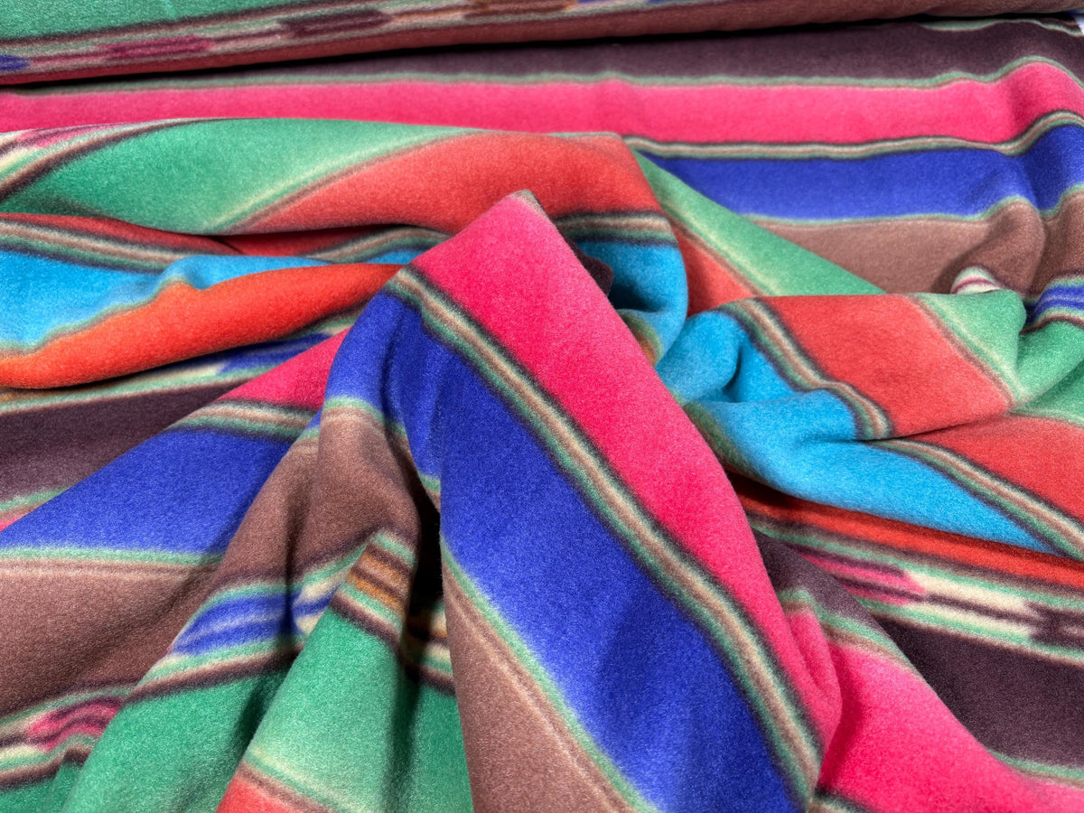 Serape Striped Southwest Ikat Winterfleece Fabric, 100% Polyester 58/60", Home Décor, Apparel