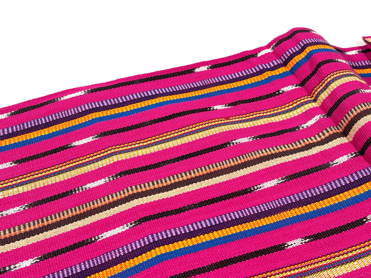 Bright Pink Striped Ikat Guatemalan Fabric by the YARD. Handwoven Fair Trade Ethnic Mayan Fabric. 100% Cotton for Home Décor 36" wide.