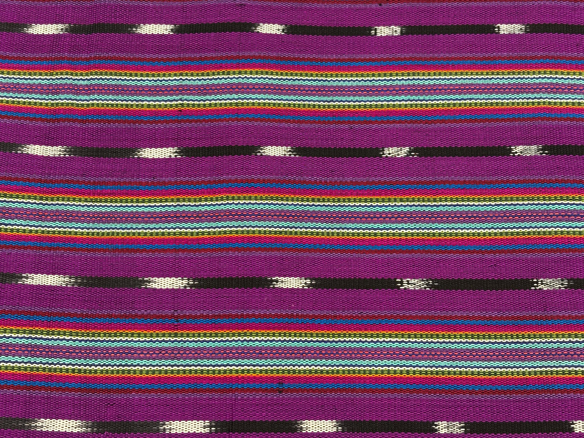 Bright Rainbow & Black, White Ikat Guatemalan Fabric by Yard, Handwoven Cotton, 36" Wide.