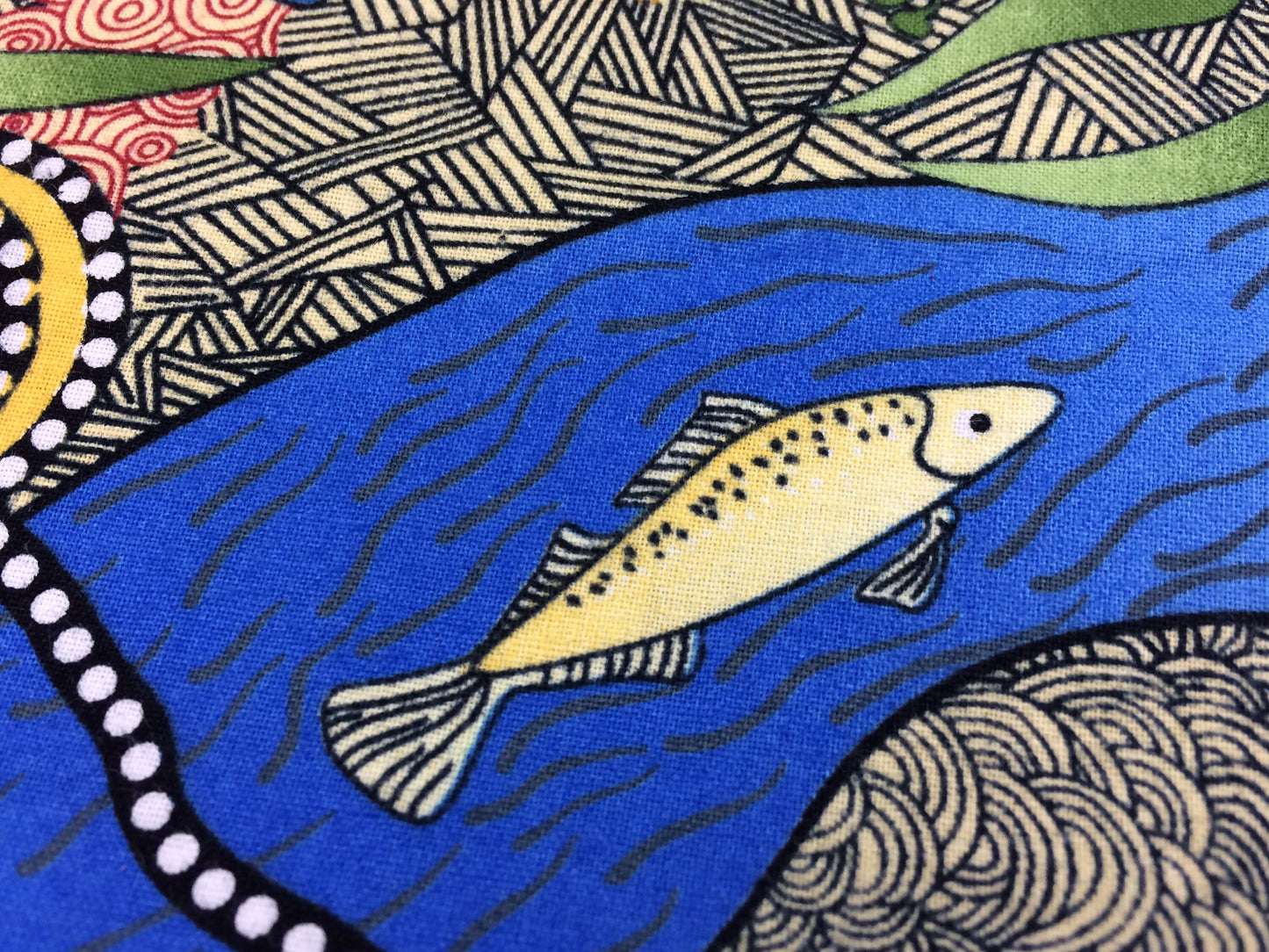 Australian Aboriginal Kingfisher Camp By The River Blue