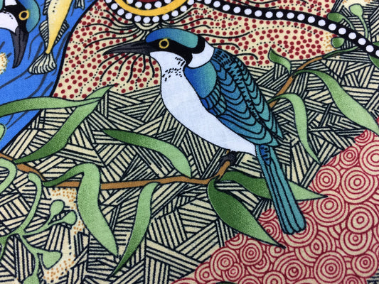 Australian Aboriginal Kingfisher Camp By The River Blue