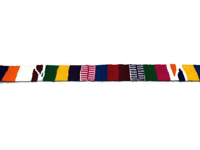 Hand Woven 1.25 Inch Wide Guatemalan Belt, Purse Strap, Sash Sold by the YARD. Cotton Mayan Toto Belt Textile in Rainbow Stripe Assort Color
