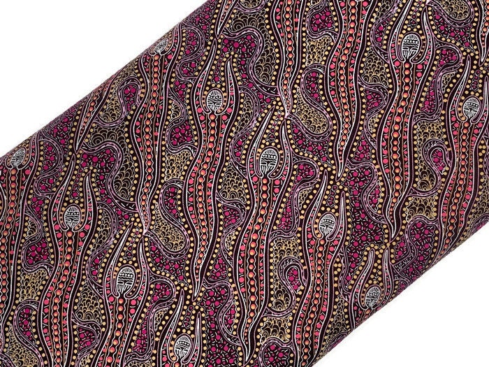 Australian Aboriginal Cotton Quilting Fabric by the YARD. M&S Textiles Spirit Dreaming Purple. Aboriginal Art Fabric for Apparel or Decor.