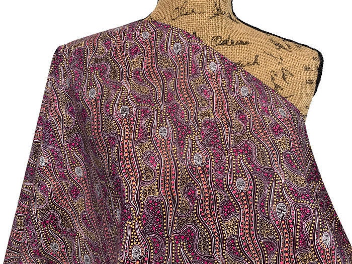 Australian Aboriginal Cotton Quilting Fabric by the YARD. M&S Textiles Spirit Dreaming Purple. Aboriginal Art Fabric for Apparel or Decor.