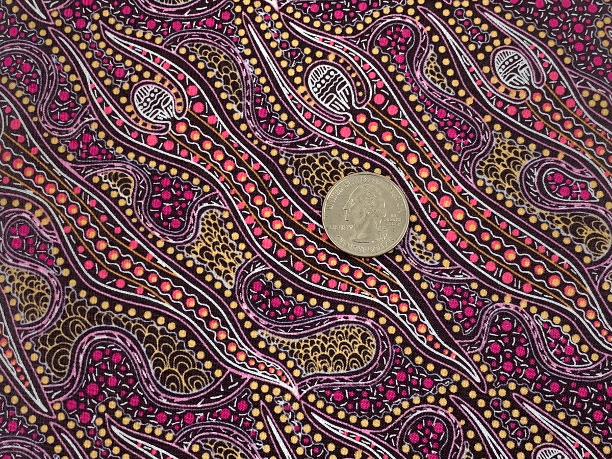 Australian Aboriginal Cotton Quilting Fabric by the YARD. M&S Textiles Spirit Dreaming Purple. Aboriginal Art Fabric for Apparel or Decor.