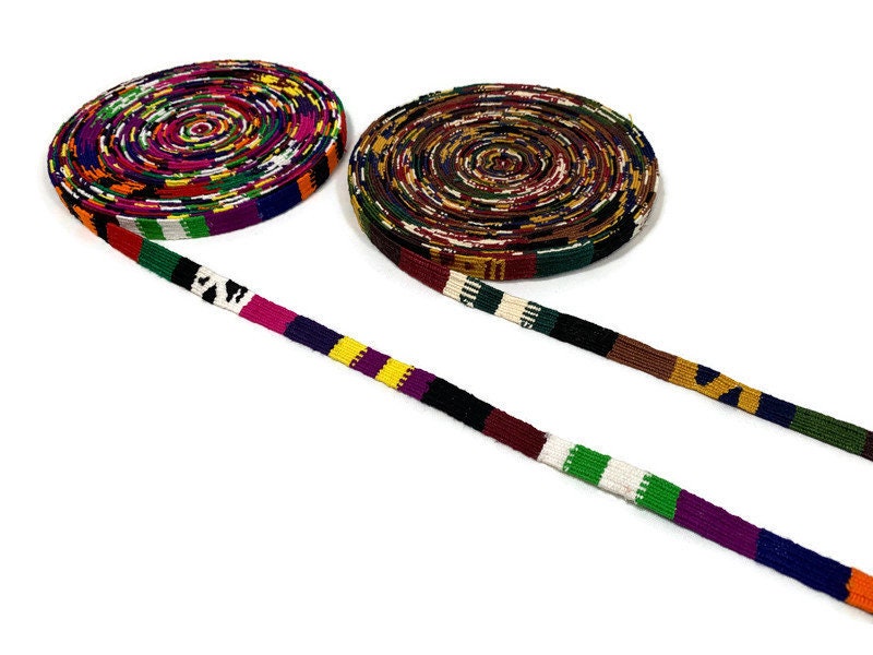 Guatemalan Belt 1/2 Inch Wide Rainbow Stripe by the Yard
