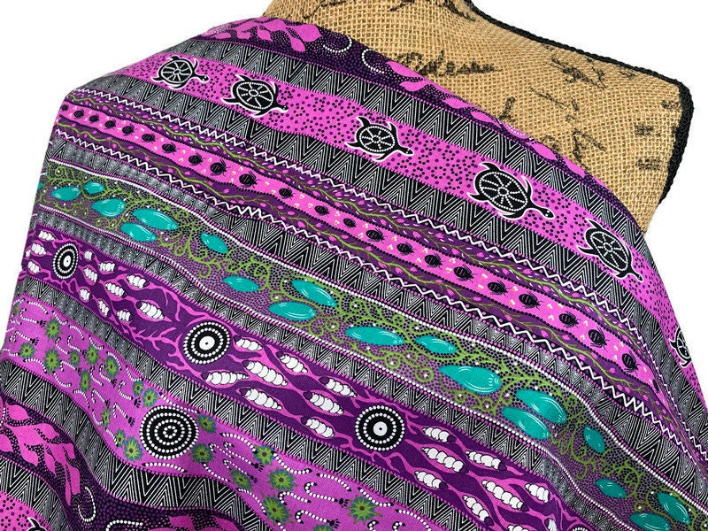 Australian Aboriginal Cotton Quilting Fabric by the YARD. M&S Textiles "Dreaming in One Purple". For sewing, quilting, apparel, home decor.