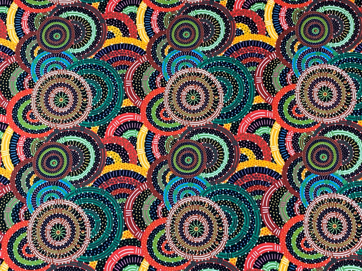 Australian Aboriginal Cotton Quilting Fabric by the YARD. M&S Textiles Womens Body Dreaming Black. For sewing, quilting, apparel, home decor
