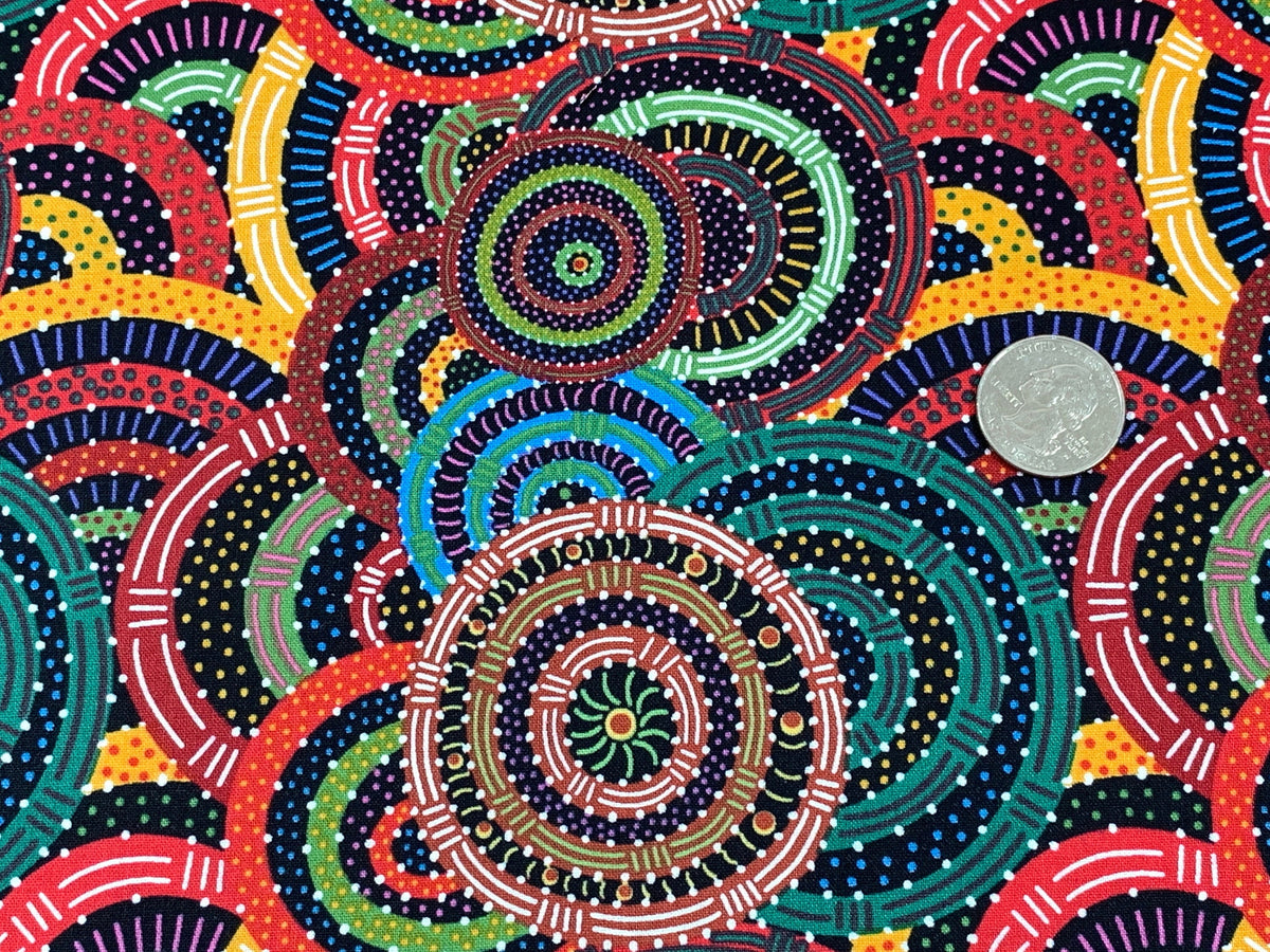 Australian Aboriginal Cotton Quilting Fabric by the YARD. M&S Textiles Womens Body Dreaming Black. For sewing, quilting, apparel, home decor