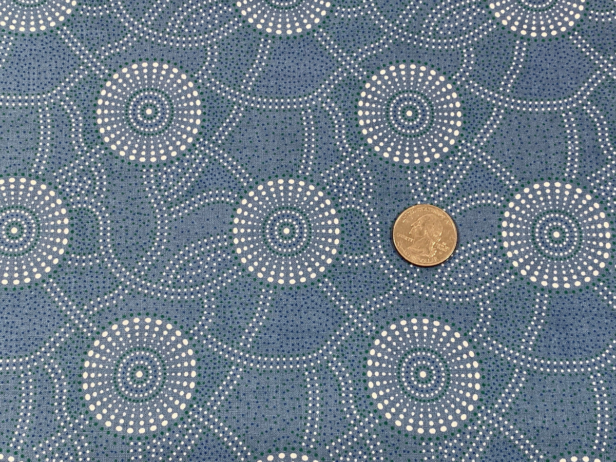 Australian Aboriginal Cotton Quilting Fabric by the YARD. M&S Textiles "Kangaroo Path Blue". For sewing, quilting, apparel, home decor.