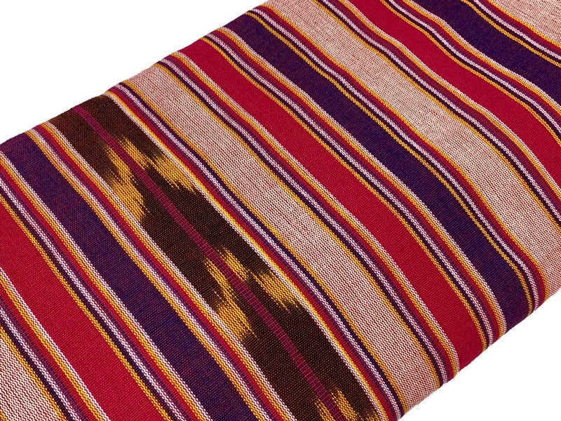 Guatemalan Handwoven Ikat Bright Pink/Purple/Gold/Brown