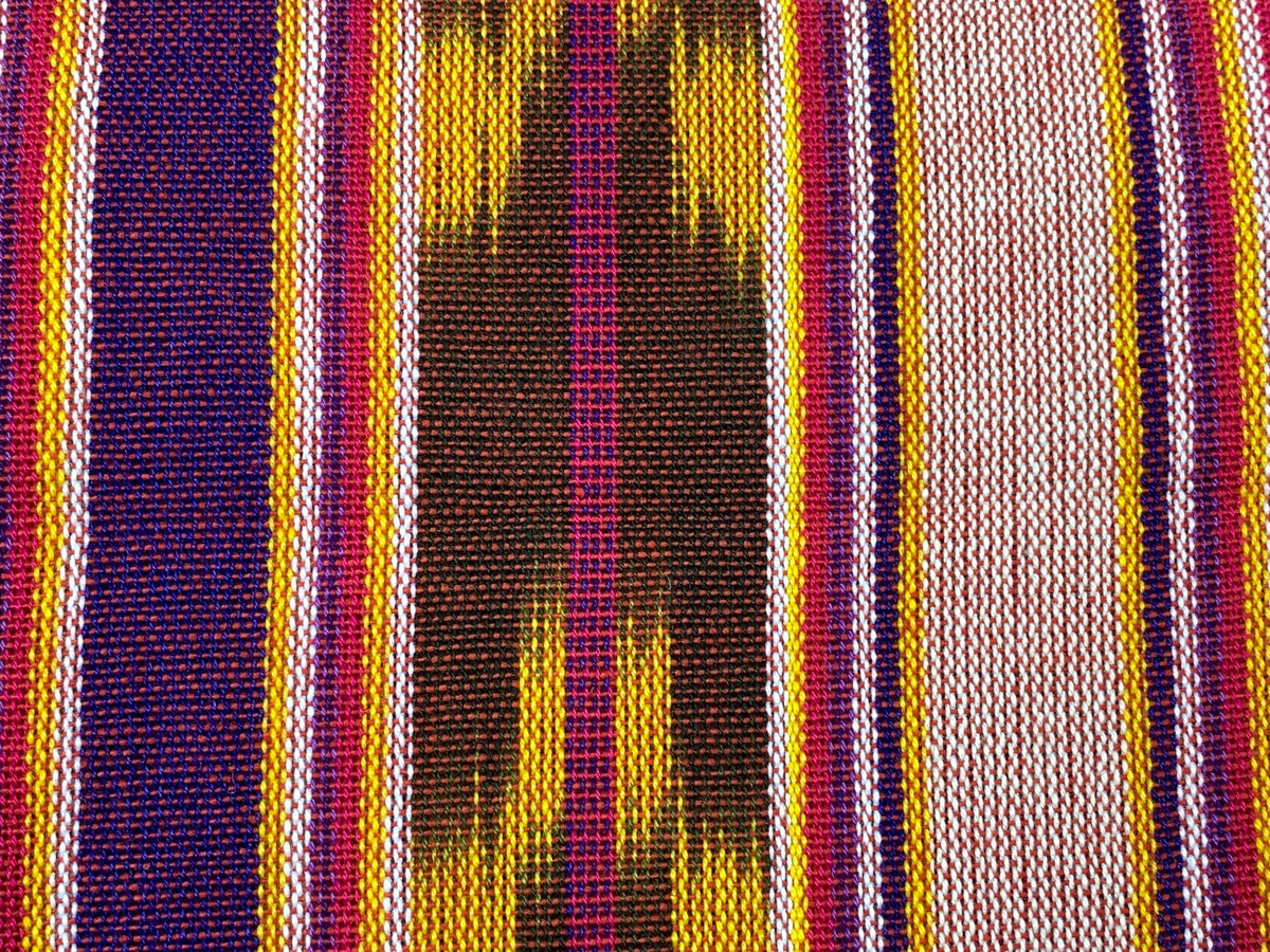 Guatemalan Handwoven Bright Pink, Purple, Gold Ikat