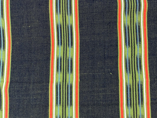 Guatemalan Handwoven Heavy Weight Black, Olive Green, Orange Ikat