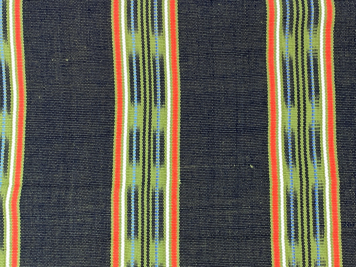 Guatemalan Handwoven Heavy Weight Black, Olive Green, Orange Ikat