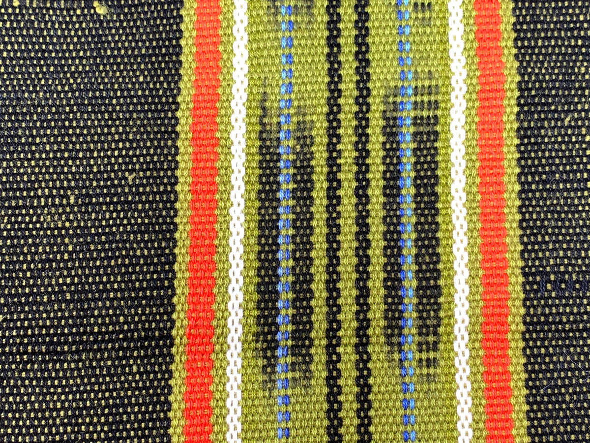 Guatemalan Handwoven Heavy Weight Black, Olive Green, Orange Ikat