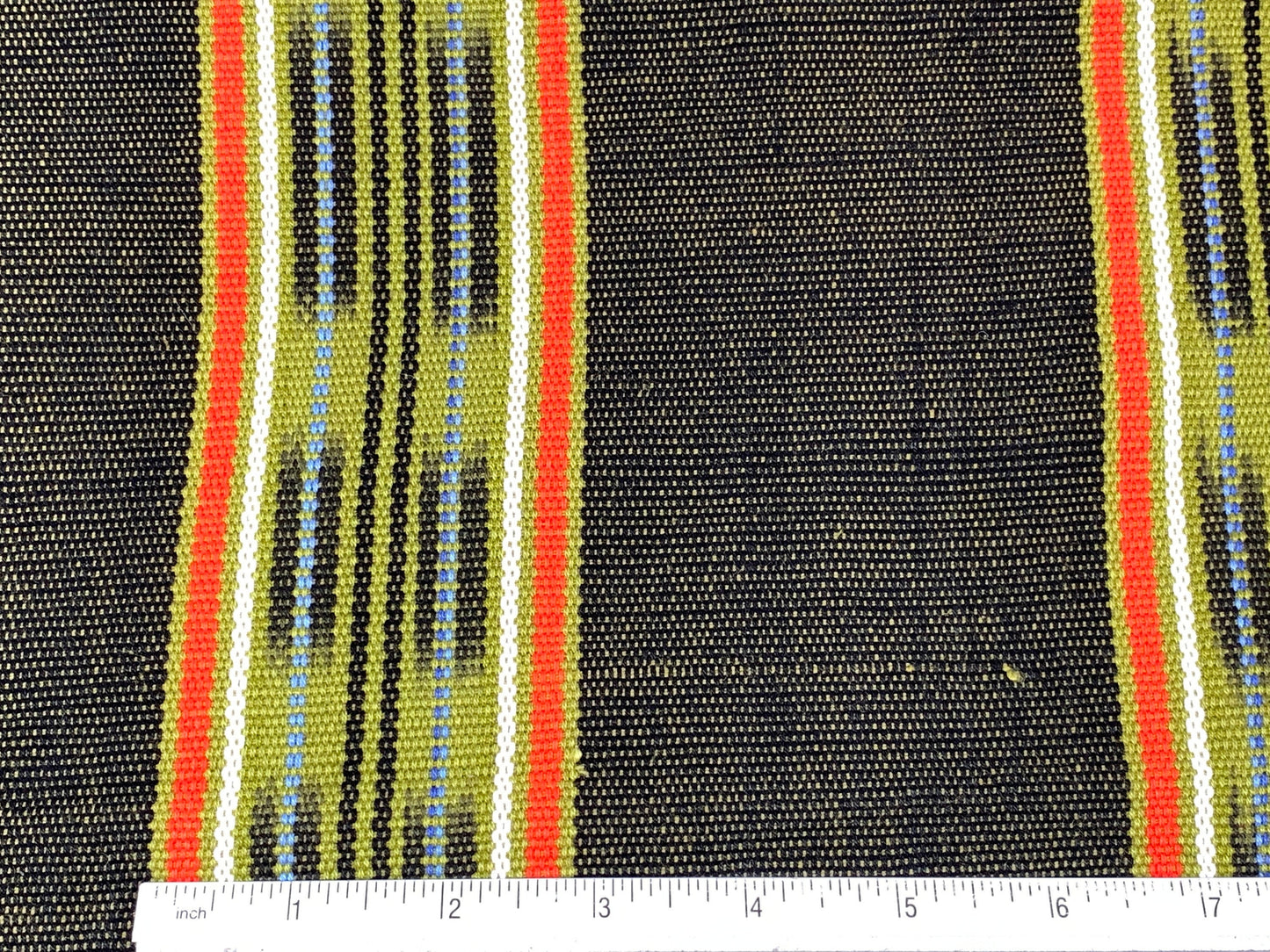 Guatemalan Handwoven Heavy Weight Black, Olive Green, Orange Ikat