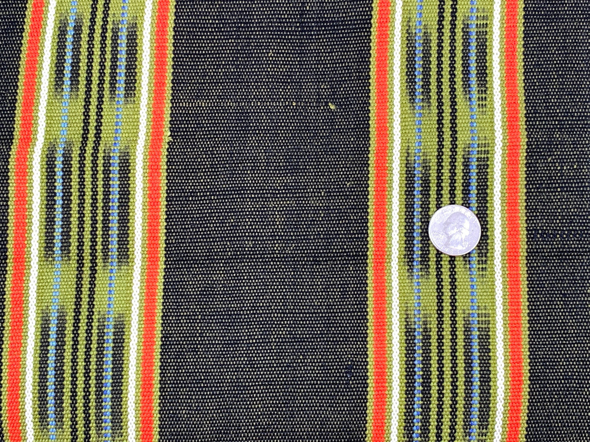 Guatemalan Handwoven Heavy Weight Black, Olive Green, Orange Ikat