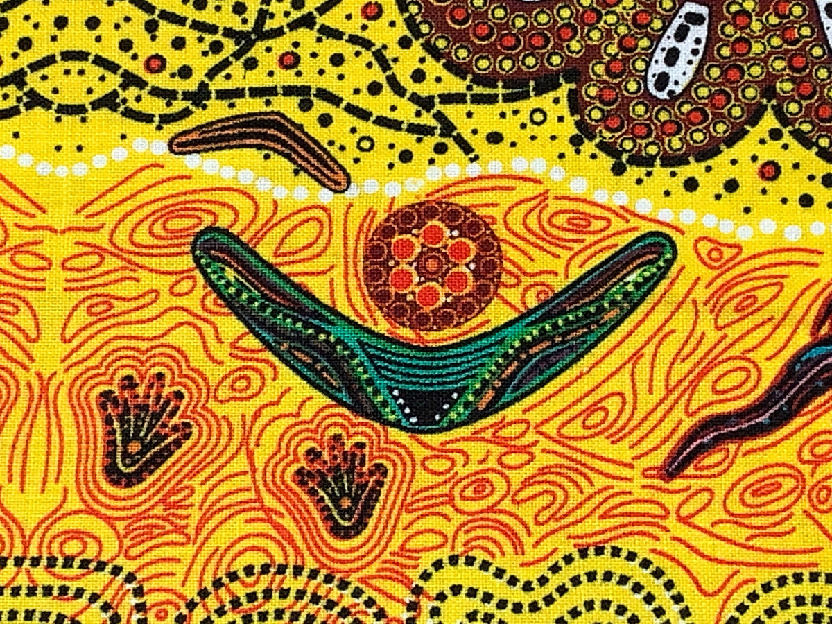Australian Aboriginal Cotton Quilting Fabric by the YARD. M&S Textiles Home Country Gold. For sewing, quilting, apparel, and home decor.