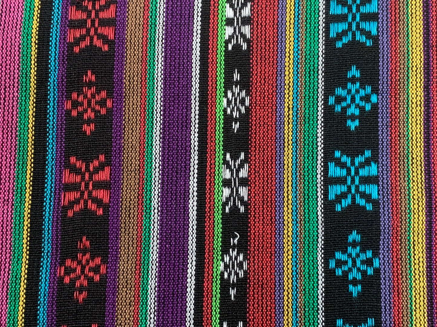 Southwest Style Embroidered Dobby Cotton Rainbow Multicolored Stripes