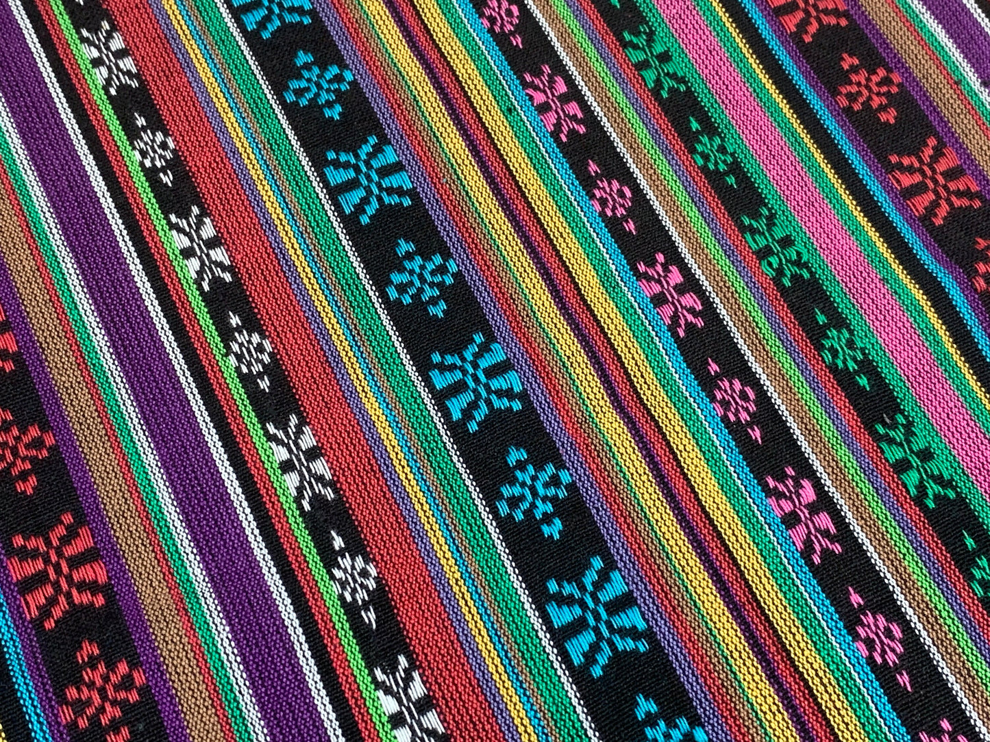 Southwest Style Embroidered Dobby Cotton Rainbow Multicolored Stripes