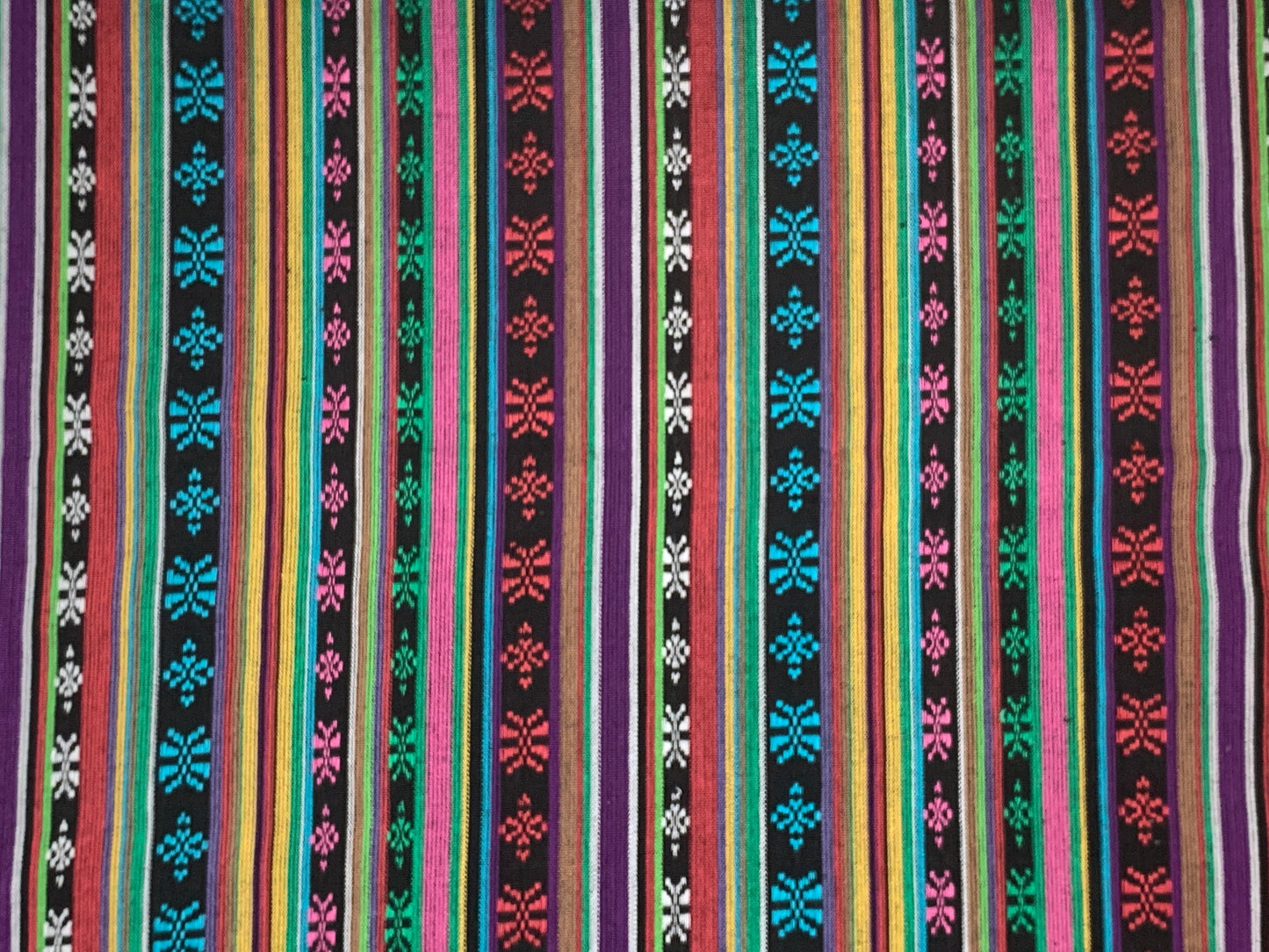 Southwest Style Embroidered Dobby Cotton Rainbow Multicolored Stripes