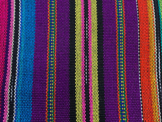 Guatemalan Handwoven Purple & Assorted Color Ikat Stripes