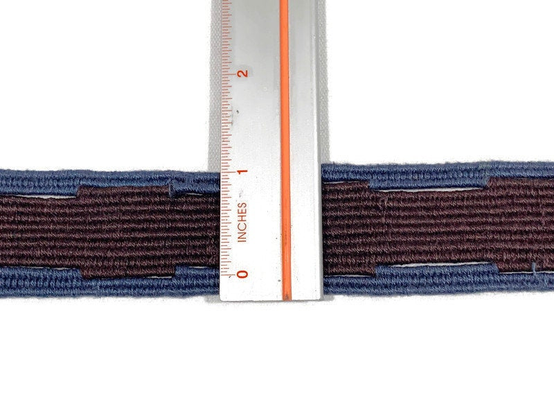 Hand Woven 1.50 Inch Wide Guatemalan Belt/Strap/Sash Sold by the YARD. Cotton Mayan Toto Belt Textile in Blue & Dark Brown Geometric Center
