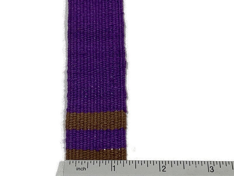 Hand Woven 1.25 Inch Wide Guatemalan Belt, Purse Strap, Sash Sold by the YARD. Cotton Mayan Toto Belt Textile in Purple/Brown/Black/Natural