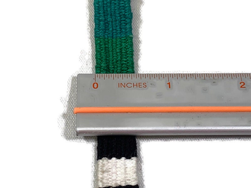Hand Woven 1/2 Inch Wide Guatemalan Belt, Purse Strap, Sash Sold by the YARD. Cotton Mayan Toto Belt Textile in Green/Purple/Black Stripes