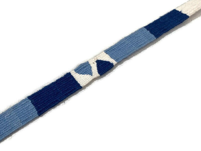 Hand Woven 3/4 Inch Wide Guatemalan Belt, Purse Strap, Sash Sold by the YARD. Cotton Mayan Toto Belt Textile in Dark & Light Blue Stripes
