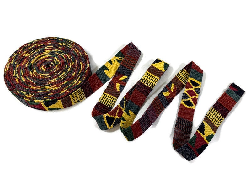 Hand Woven 1.25" Wide Guatemalan Belt, Purse Strap, Sash Sold by the YARD. Cotton Mayan Toto Belt Textile Mustard & Rust Extra Fancy Weave