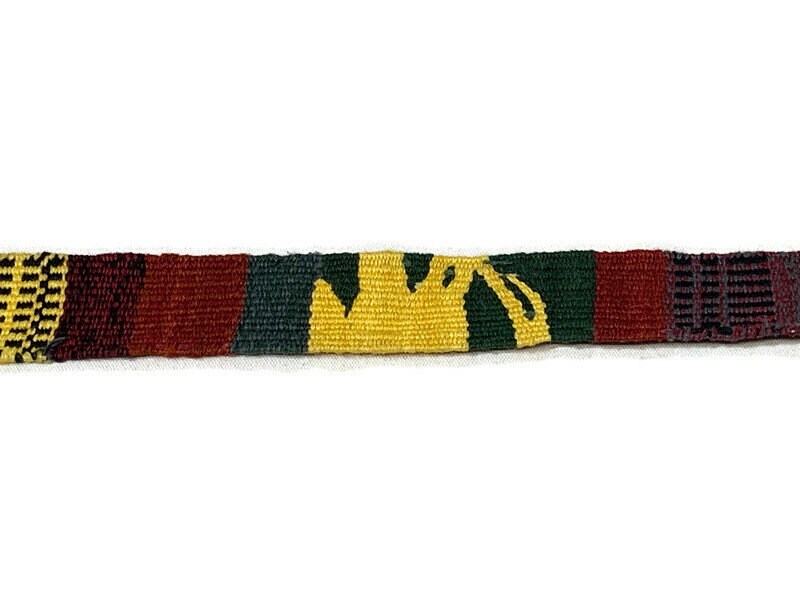 Hand Woven 1.25" Wide Guatemalan Belt, Purse Strap, Sash Sold by the YARD. Cotton Mayan Toto Belt Textile Mustard & Rust Extra Fancy Weave