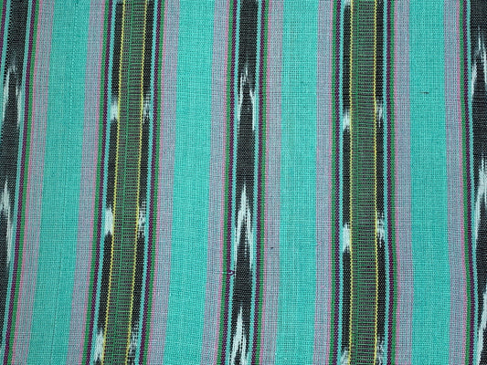 Guatemalan Handwoven Mint Green & Pink Ikat Stripes