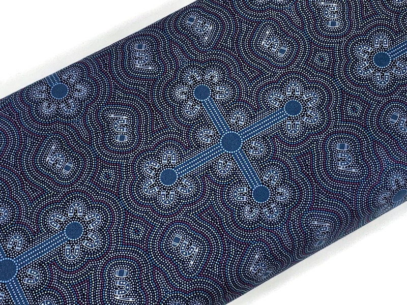 Australian Aboriginal Cotton Quilting Fabric by the YARD. M&S Textiles Ladies Dancing at Ceremony Purple. For quilting, apparel, home décor.