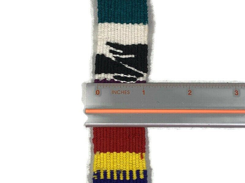 Guatemalan Hand Woven Belt--Rainbow Assorted Color Braided Tassel Ends. 1 Inch Wide x 46 Inch Long Cotton Mayan Toto Sash, Strap Textile.