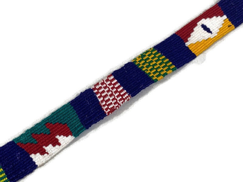 Hand Woven 1 inch Wide Guatemalan Belt, Purse Strap, Sash Sold by the YARD. Cotton Mayan Toto Belt Textile Purple/Red/Gold Extra Fancy Weave