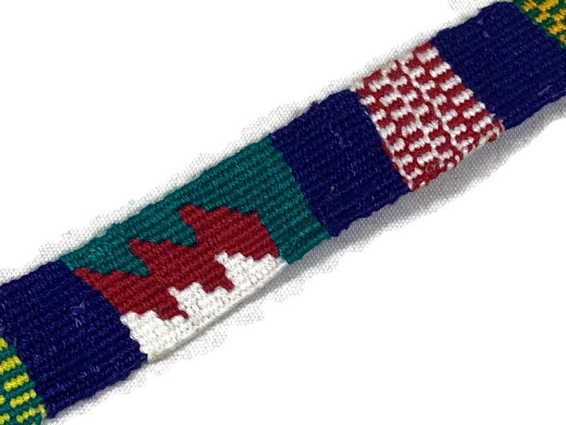 Hand Woven 1 inch Wide Guatemalan Belt, Purse Strap, Sash Sold by the YARD. Cotton Mayan Toto Belt Textile Purple/Red/Gold Extra Fancy Weave