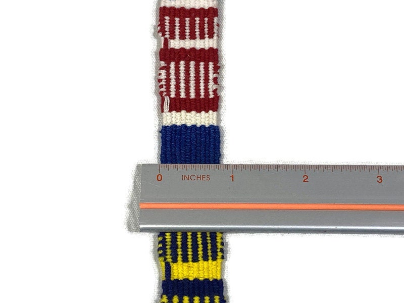 Hand Woven 3/4 Inch Wide Guatemalan Belt, Purse Strap, Sash Sold by the YARD. Cotton Mayan Toto Belt Textile in Royal Blue & Assorted Colors
