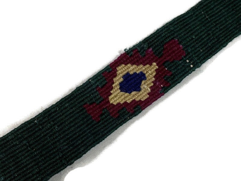 Hand Woven 1.25 Inch Wide Guatemalan Belt, Purse Strap, Sash, Trim Sold by the YARD. Cotton Mayan Toto Belt Green Starburst Assorted Colors